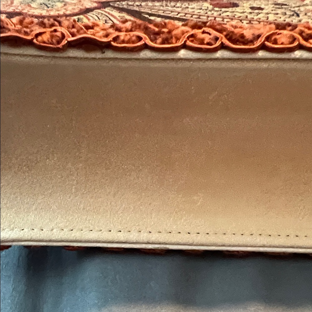 MOO ROO Charleston Handmade Vintage 2001 Burnt Orange Paisley Velvet-Trim Clutch - Picture 16 of 17